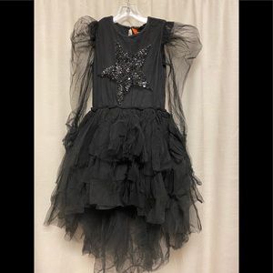 Nununu black tuile dress with large star on front